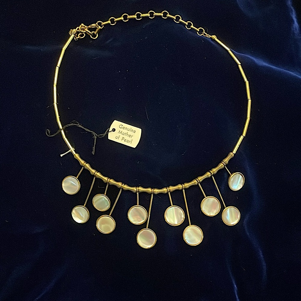 Vintage mother of pearl dots necklace adjustable